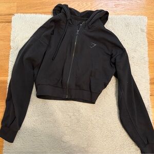Gymshark Black Cropped Hoodie Jacket